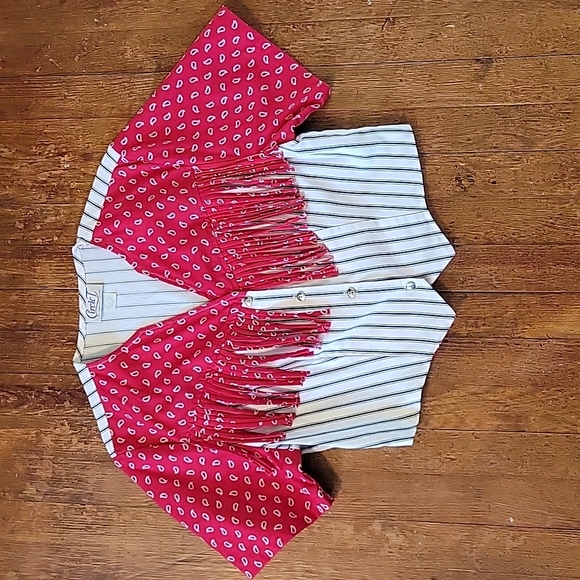 EUC Vintage Circle T By Marilyn Lenox Fringe Western Cowgirl ๐ Crop Button Up - Picture 1 of 4